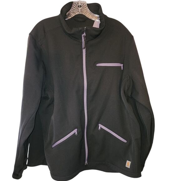 Carhartt Women's Black Purple Crowley Soft Shell Jacket Plus Size XXL 20 - Picture 3 of 9